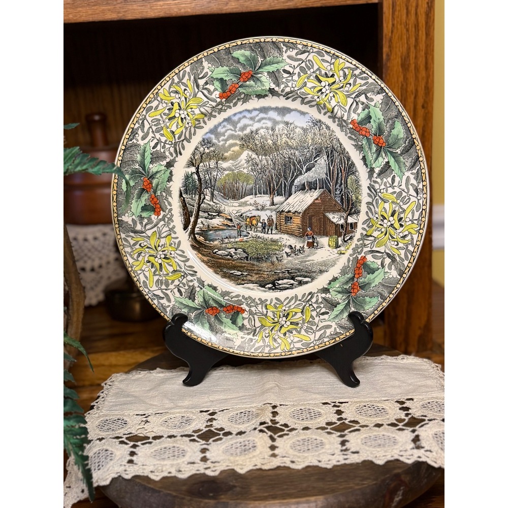 Adam's England Currier A Home in the Wilderness Plate 10.5" Winter